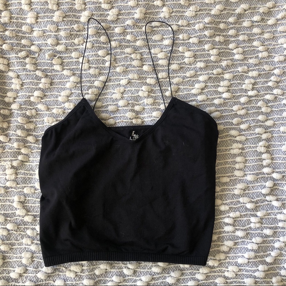 Free people black spaghetti strap bra top